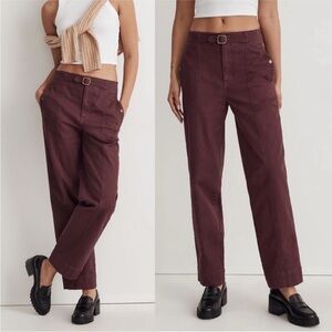 Madewell Straight Leg Utility Pants Loose Baggy Belted Eggplant Boho Retro 6